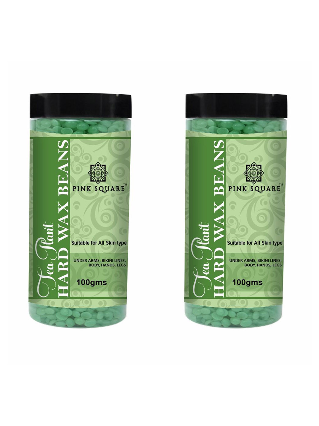 Pink Square Set Of 2 Tea Plant Brazilian Hard Wax Beans For Body Hair Removal - 100 g Each