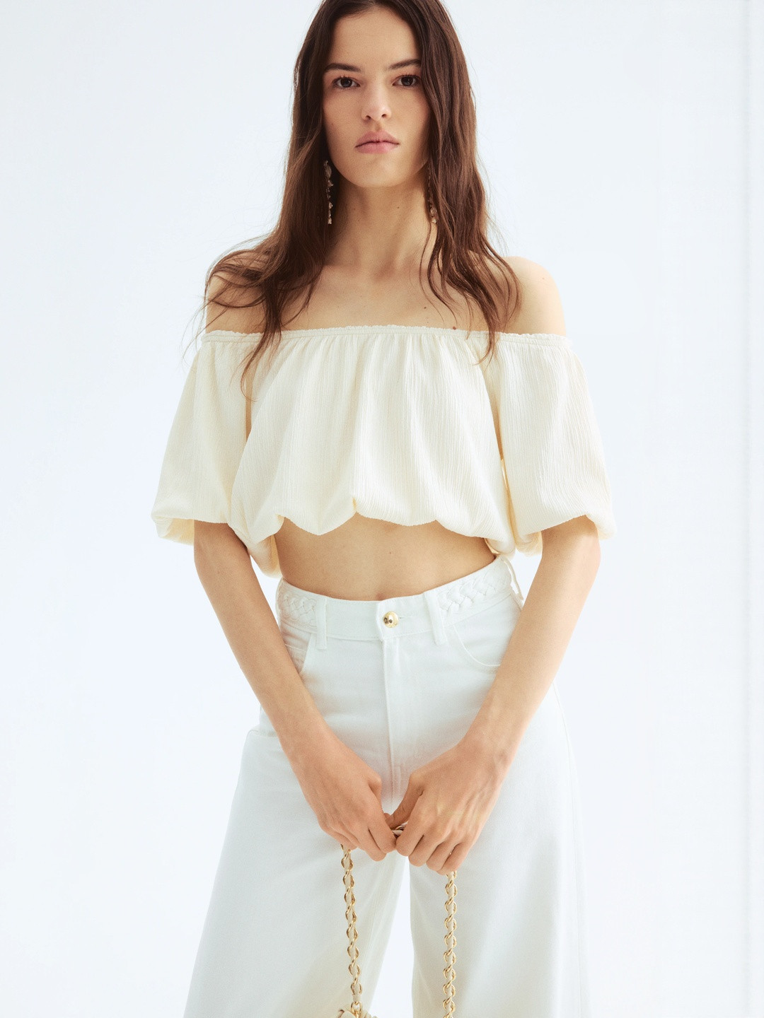 H&M Cropped Off-The-Shoulder Top
