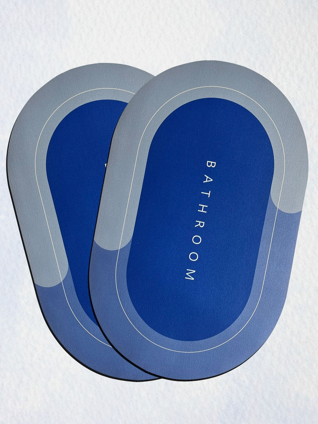 SITTELLA Pack of 2 Anti-Skid Water Soaking Oval Bathroom Print Rubber Bath Rugs