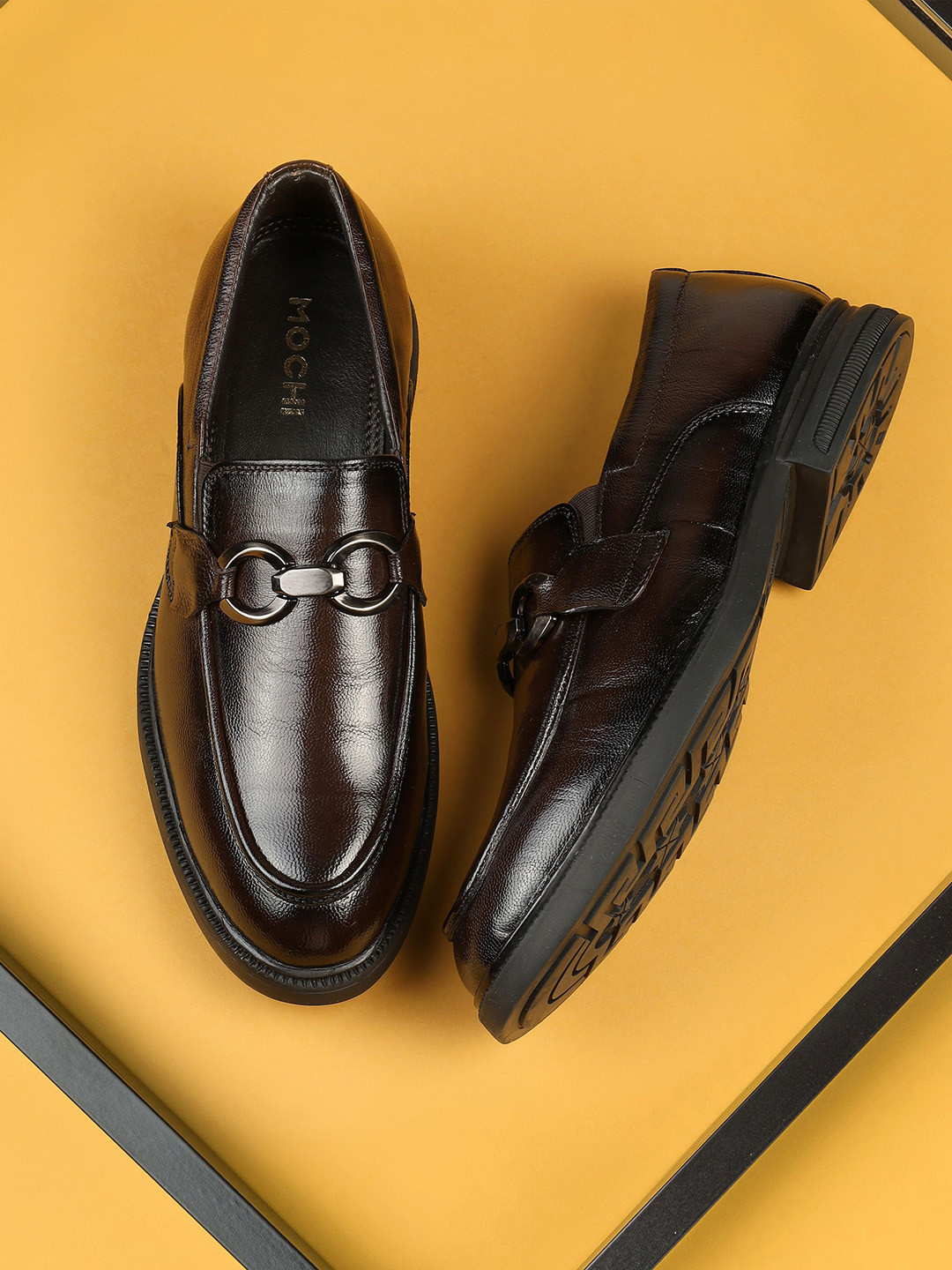 Mochi Men Leather Formal Monk Shoes with Buckle