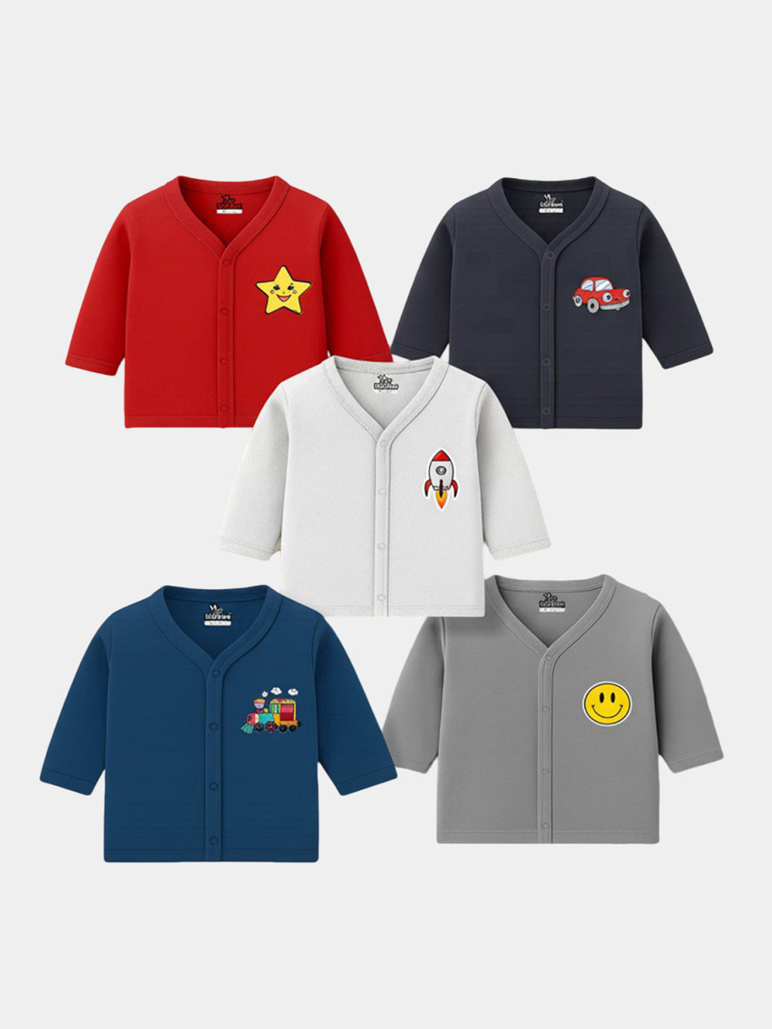 KidBee Infants Kids Pack Of 5 Printed Cotton Breathable Jhablas 1007-PL-JFS-5PC