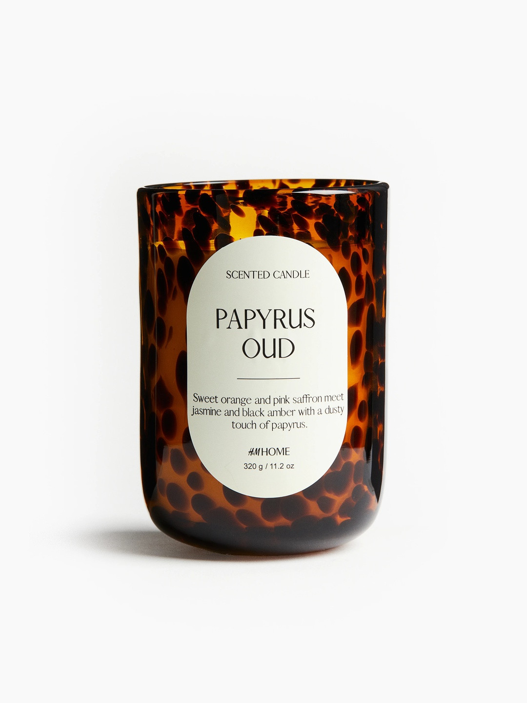 H&M Candle in Glass Holder 1 Wick Papyrus Oud Animal Print Geometric Regular Jar Candles