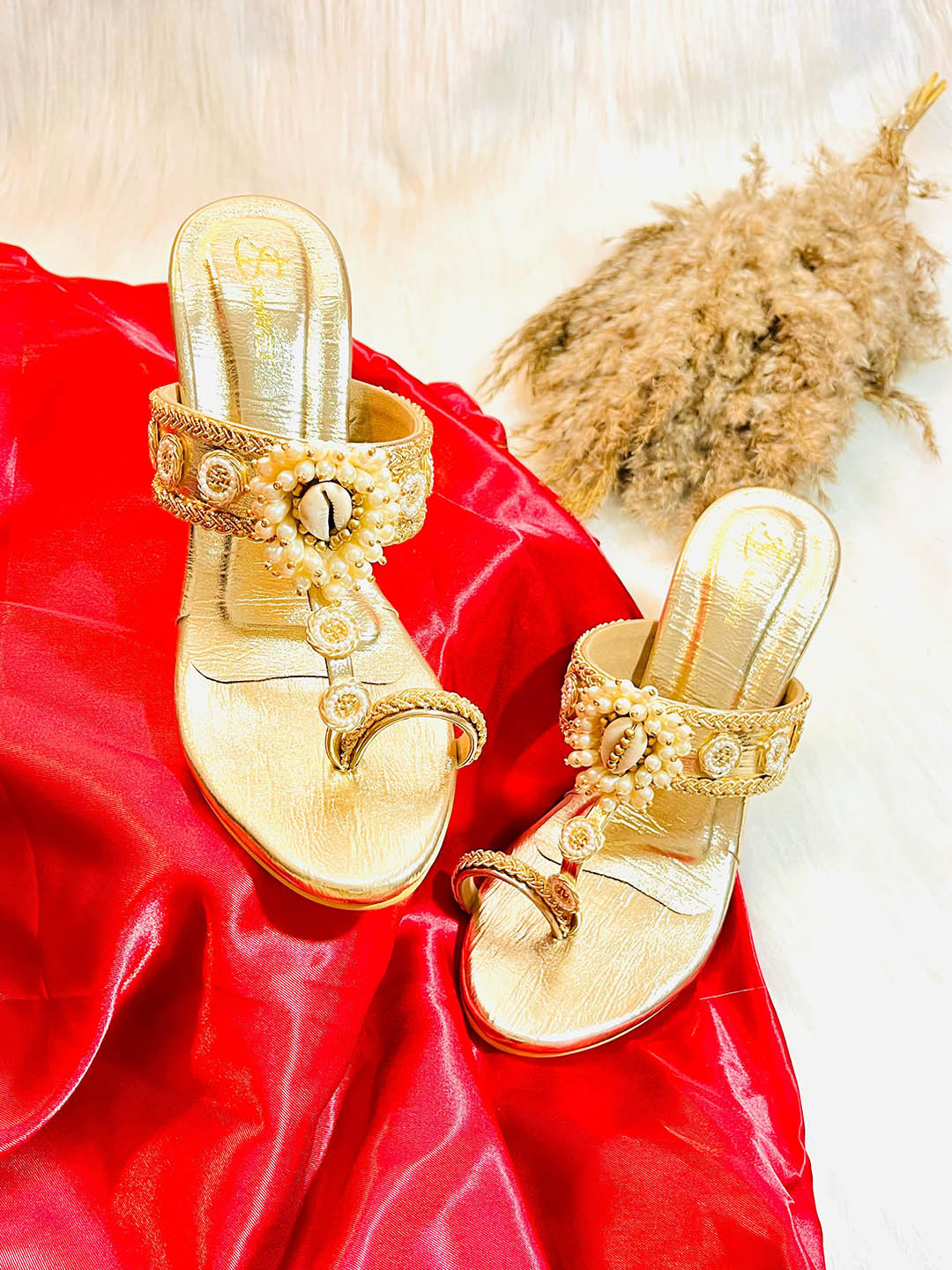 Insolito22 Fashion Women's Ethnic Embellished Block Heel Sandal