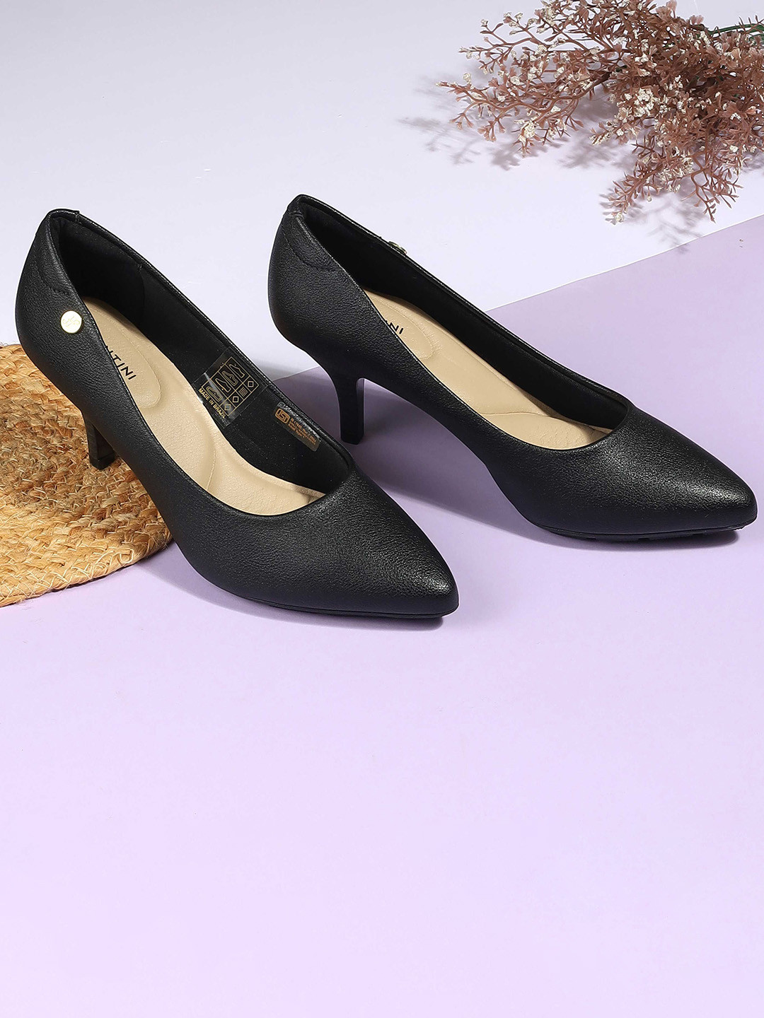 Mochi Women Pointed Toe Kitten Heels Pumps