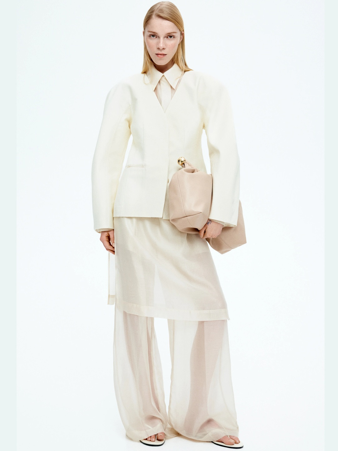 H&M Collarless Twill Blazer