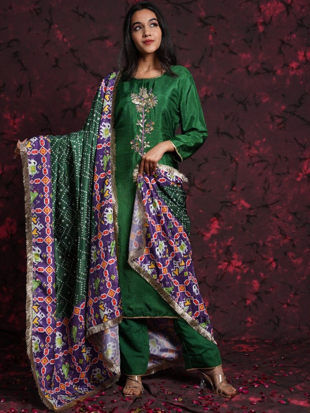 Pearls and Pastels Women Ethnic Motifs Kurta With Trousers & Dupatta Kurta Sets
