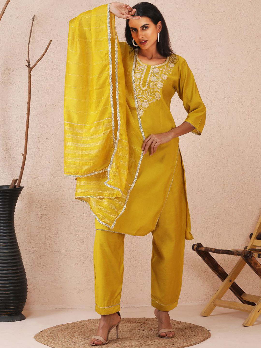 Sold For Style Women Ethnic Motifs Embroidered Kurta with Trousers & Dupatta
