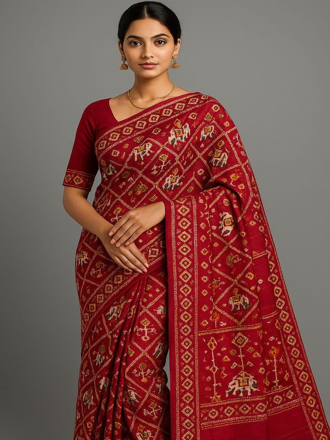 MOST Ethnic Motifs Pure Cotton Handloom Block Print Saree