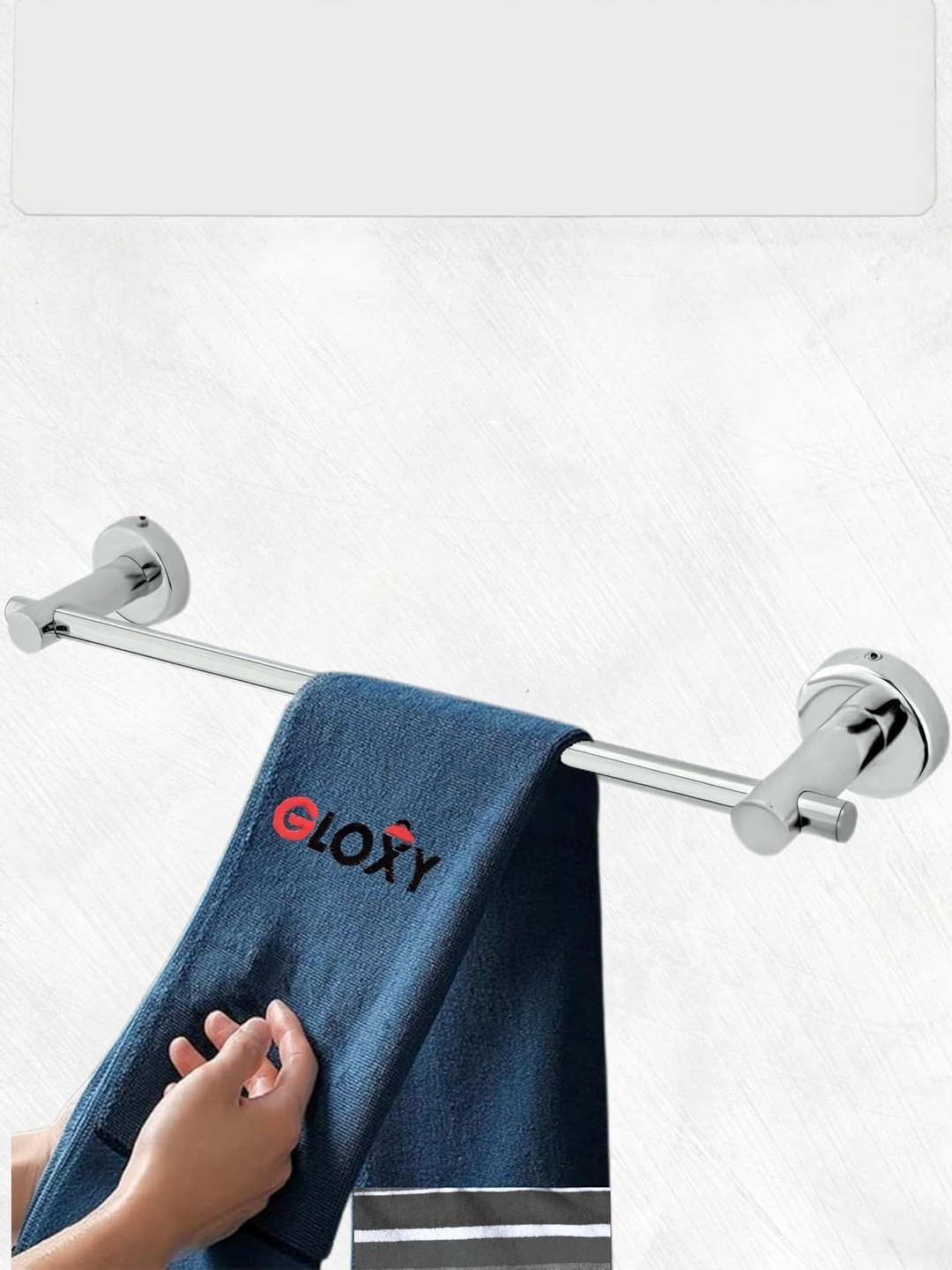 GLOXY Silver-Toned 3 piece Solid Stainless Steel Towel Rod