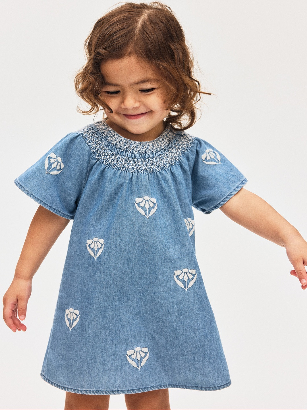 H&M Embroidery-Detail Denim Dress