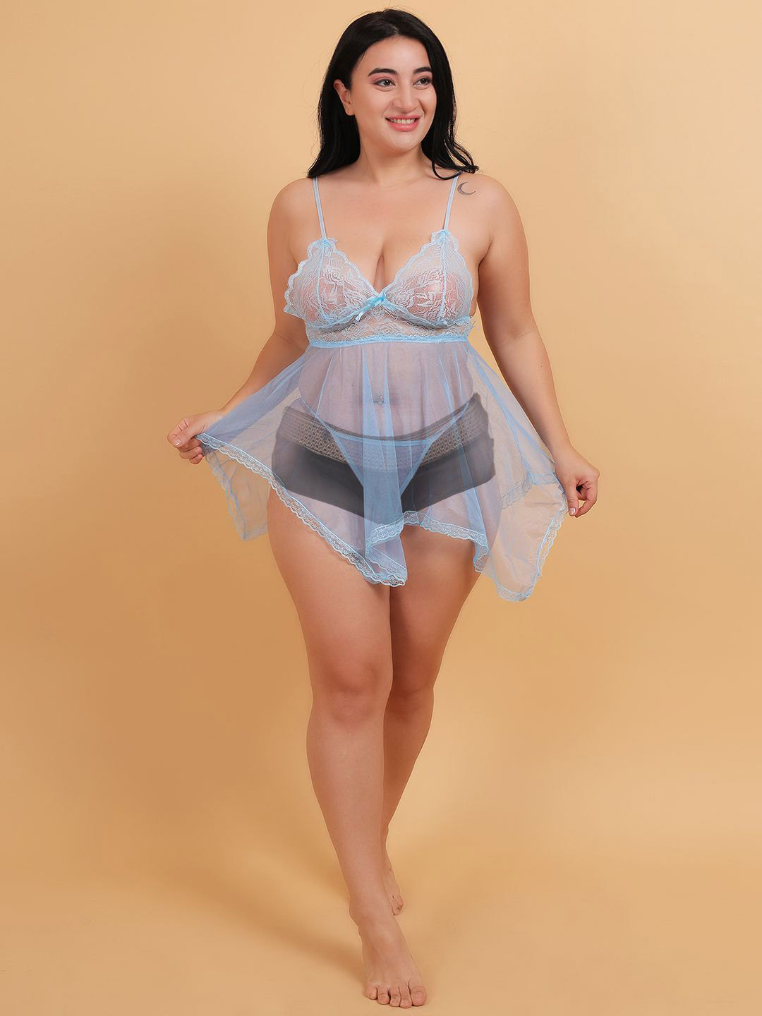 COLOR STYLE Women Shoulder Straps Asymmetric Hem Baby Doll