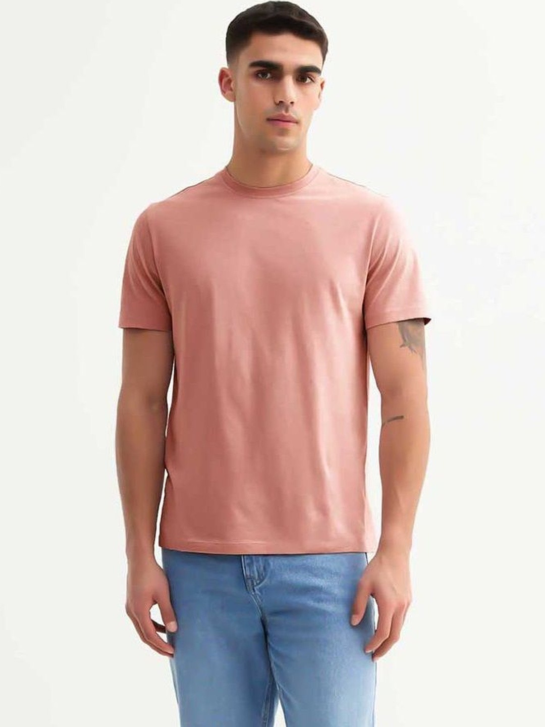 PRONK Men Solid Round Neck T-Shirt