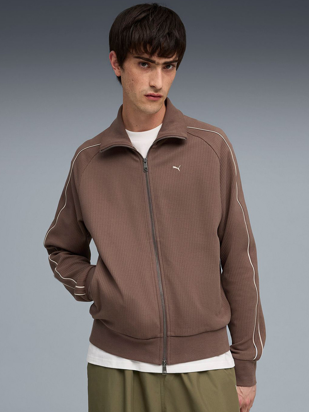 Puma T7 Men Relaxed Fit Iconic Stripe Track Cotton Jacket