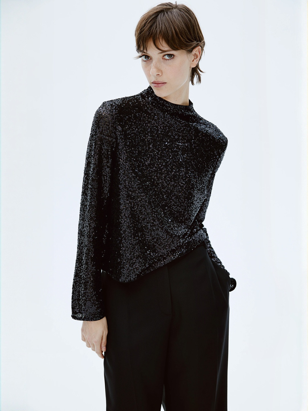 H&M Sequined Turtleneck Top