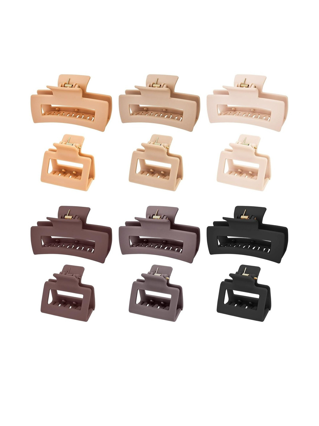 DIVASTRI Women Set of 4 Matte Arch Rectangular Claw Clip