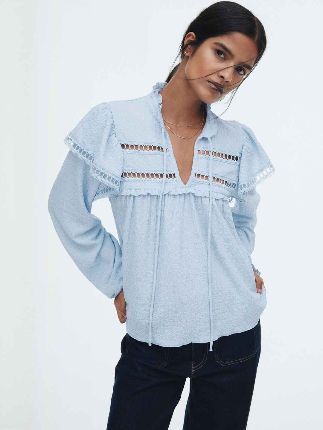 H&M Textured Jersey Blouse Top