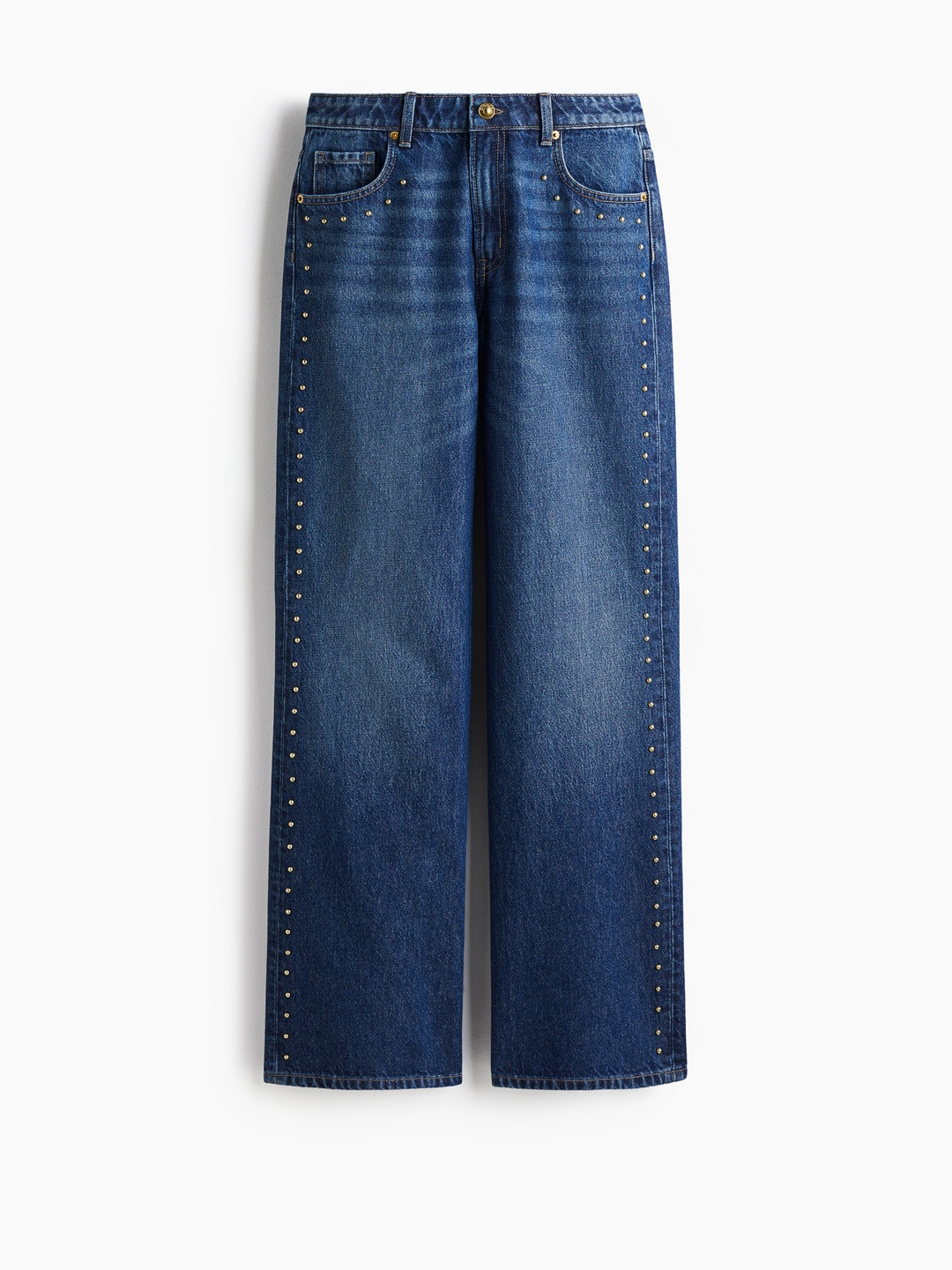 H&M Wide High-Rise Studded Jeans