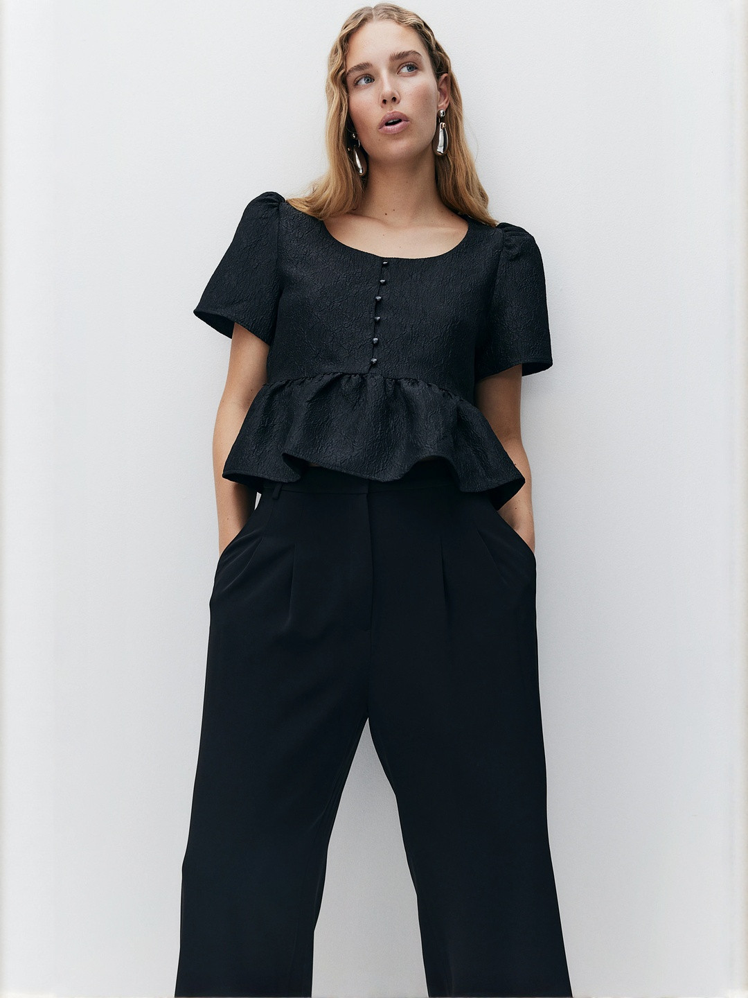 H&M Peplum Brocade Blouse