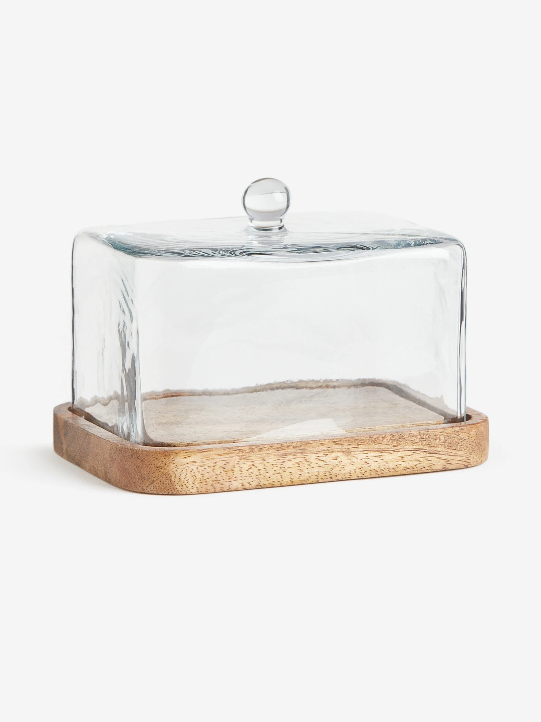 H&M Cloche Butter Dish Beige Glass Flip Top Fridge Container
