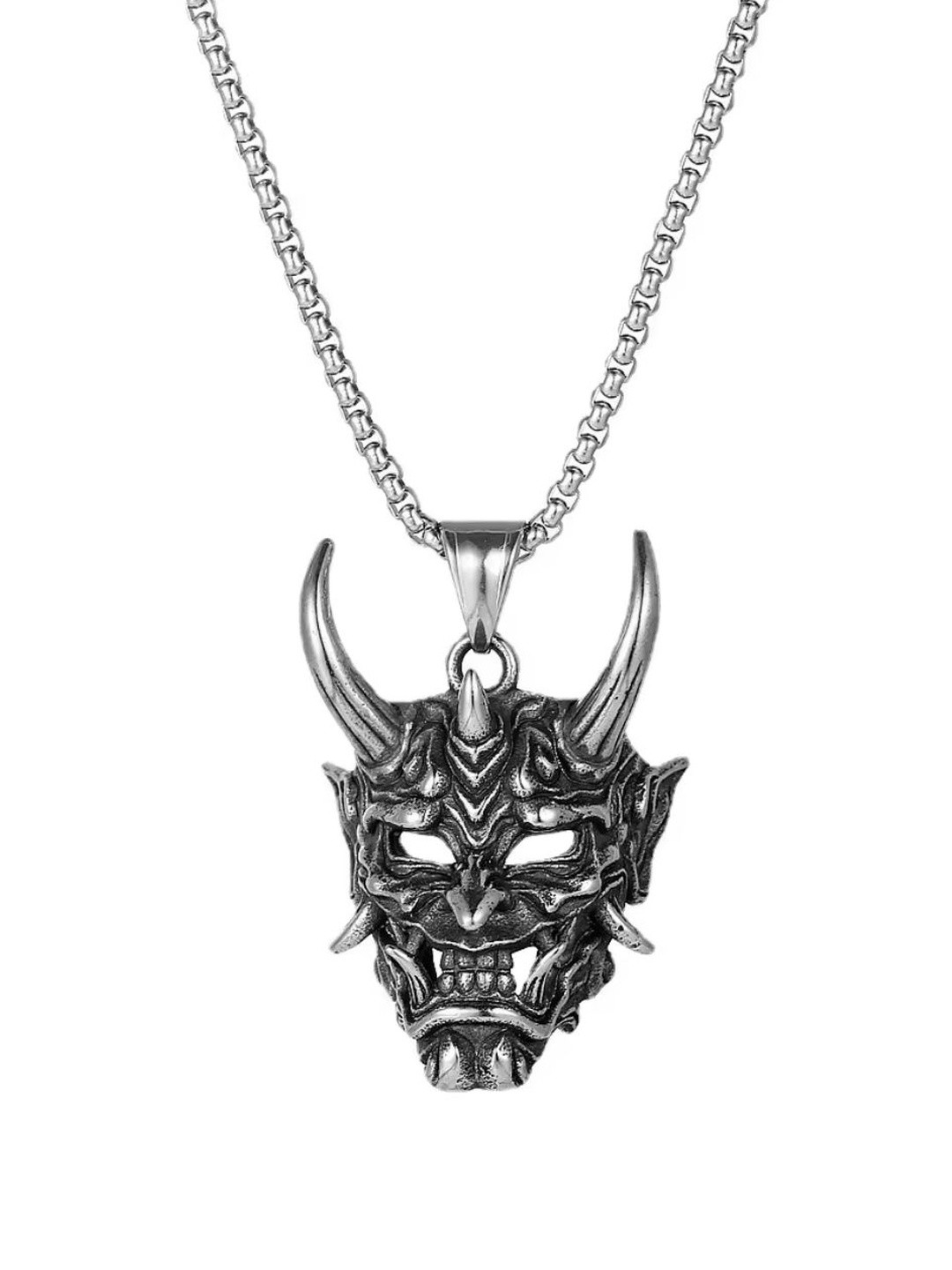 Nitant Men Oni Demon Silver Pendant With Chain