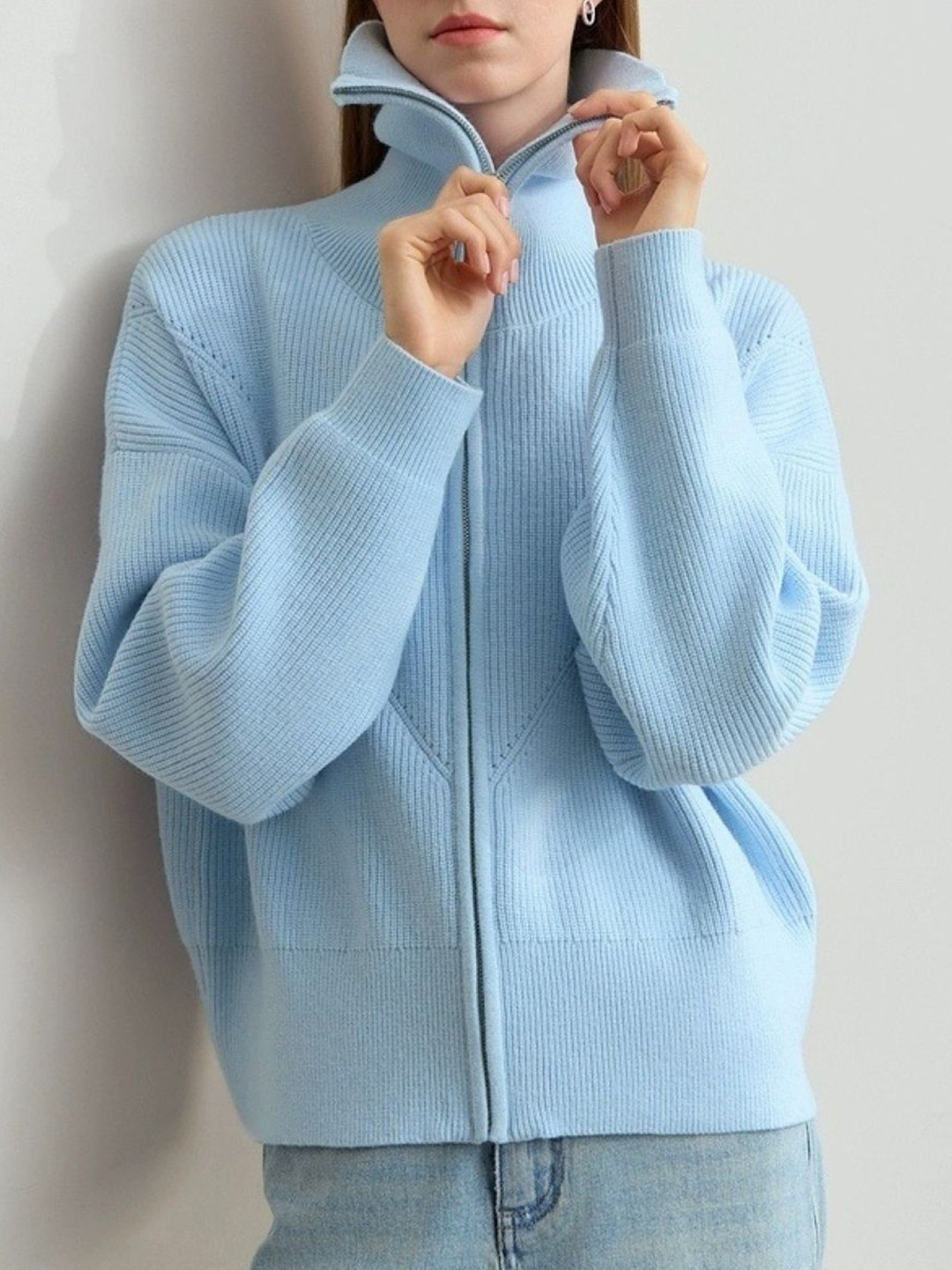 bebe Women Self Design Mock Collar Long Sleeves Bomber Sweater