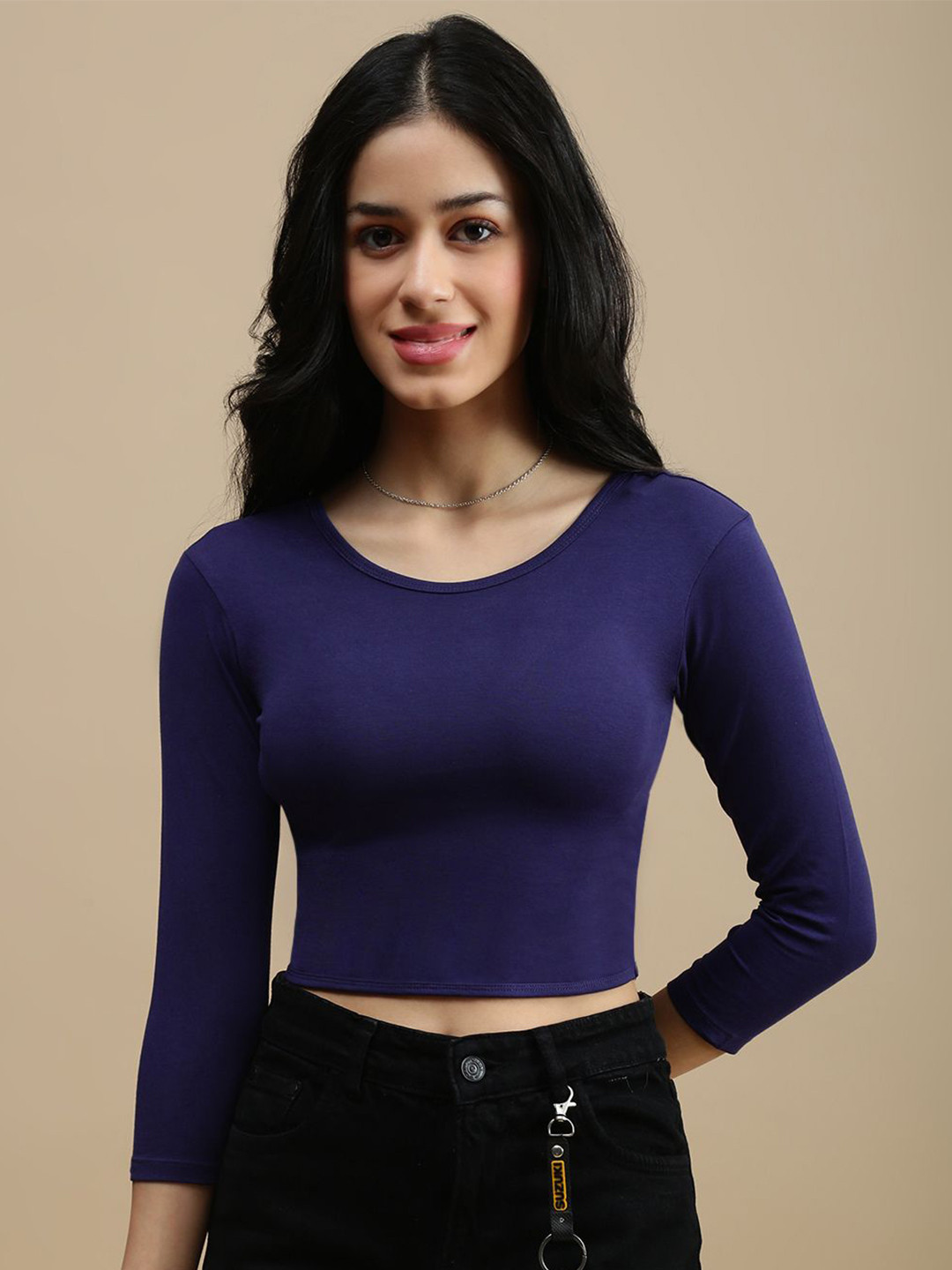 De Moza Women Scoop Neck Cotton Crop Top