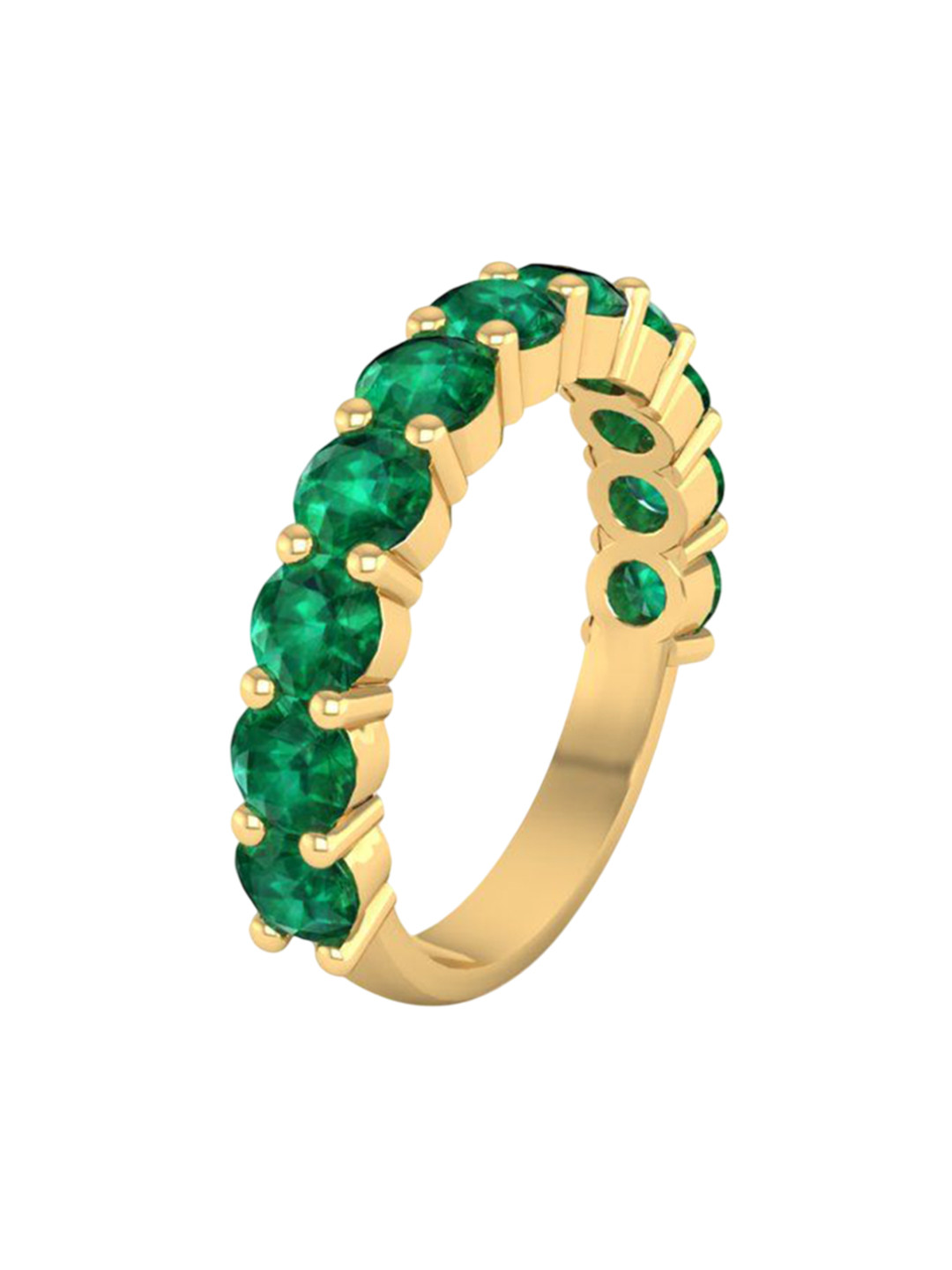 ventino Sterling Silver 14K Gold-Plated Emerald Studded Finger Ring