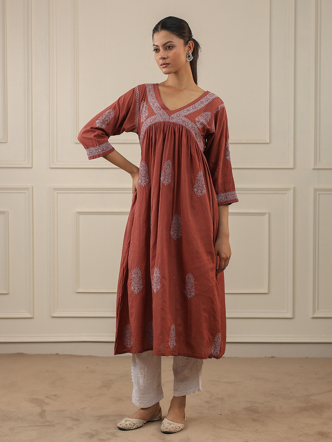 Janaki Apparels Women Ethnic Motifs Printed Thread Work Kurta