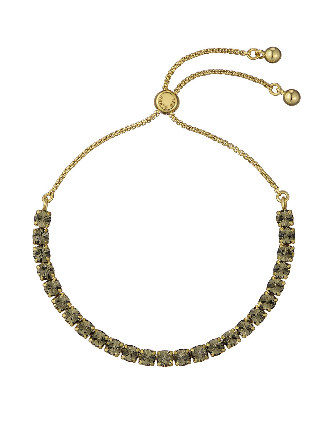 Ted Baker Women Brass Crystals Gold Plated Wraparound Adjustable Tennis Bracelet