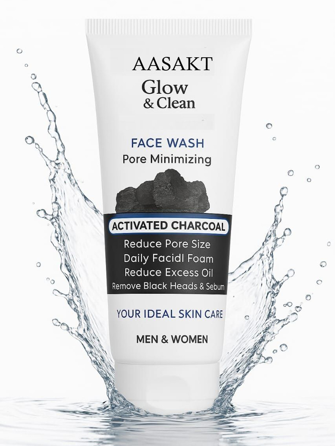 Aasakt Glow & Clean Pore Minimizing Activated Charcoal Face Wash - 100 ml