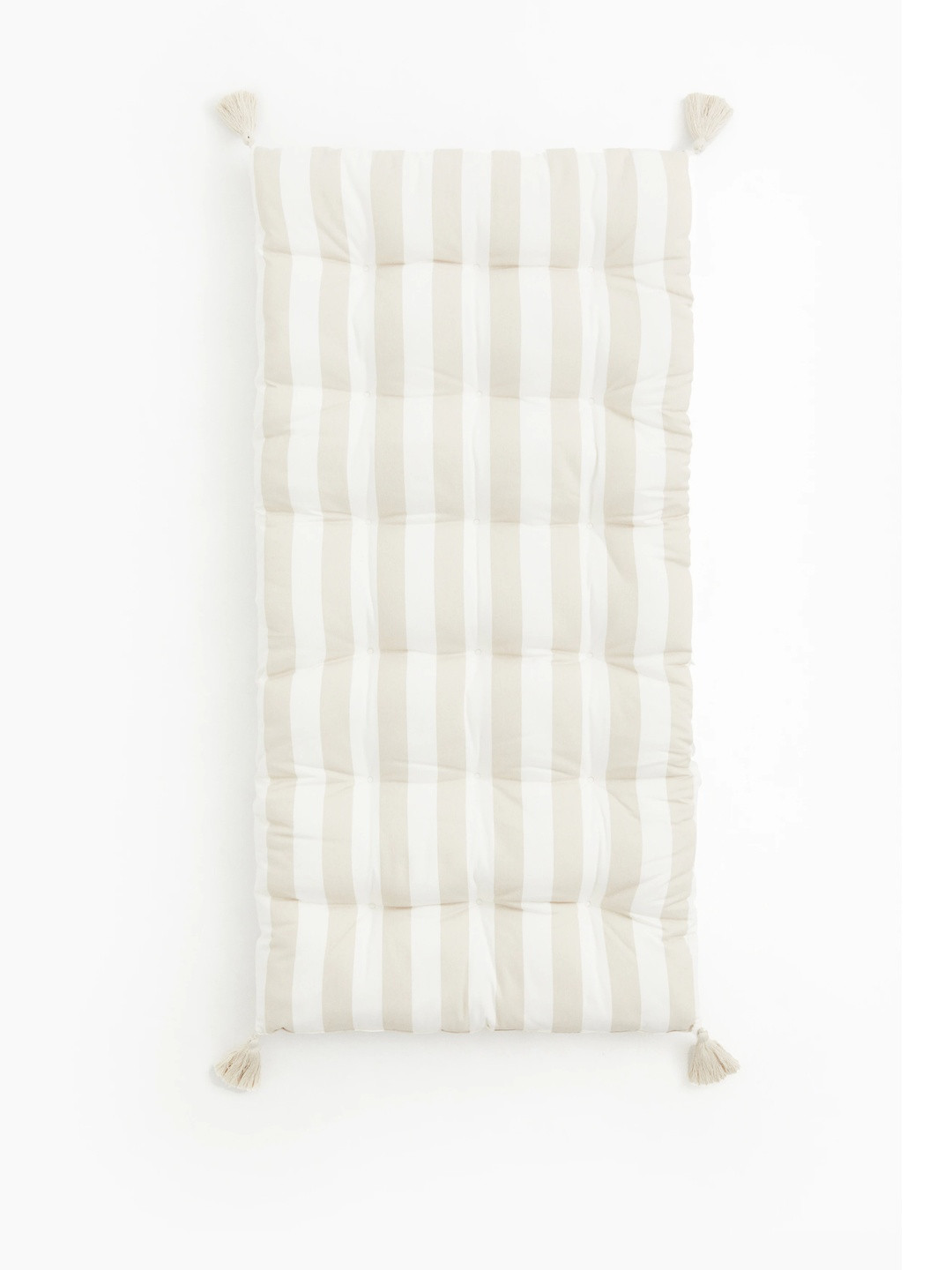 H&M Beige & White Pure Cotton Tasseled Seat Cushion