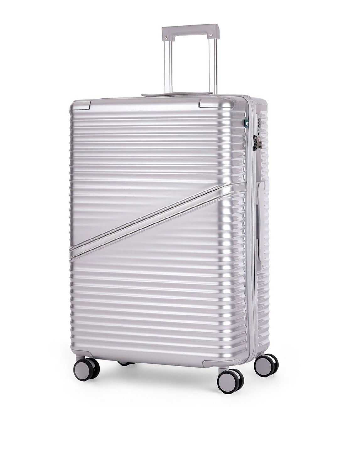 Assembly Oblique Silver Large Luggage Trolley Bag
