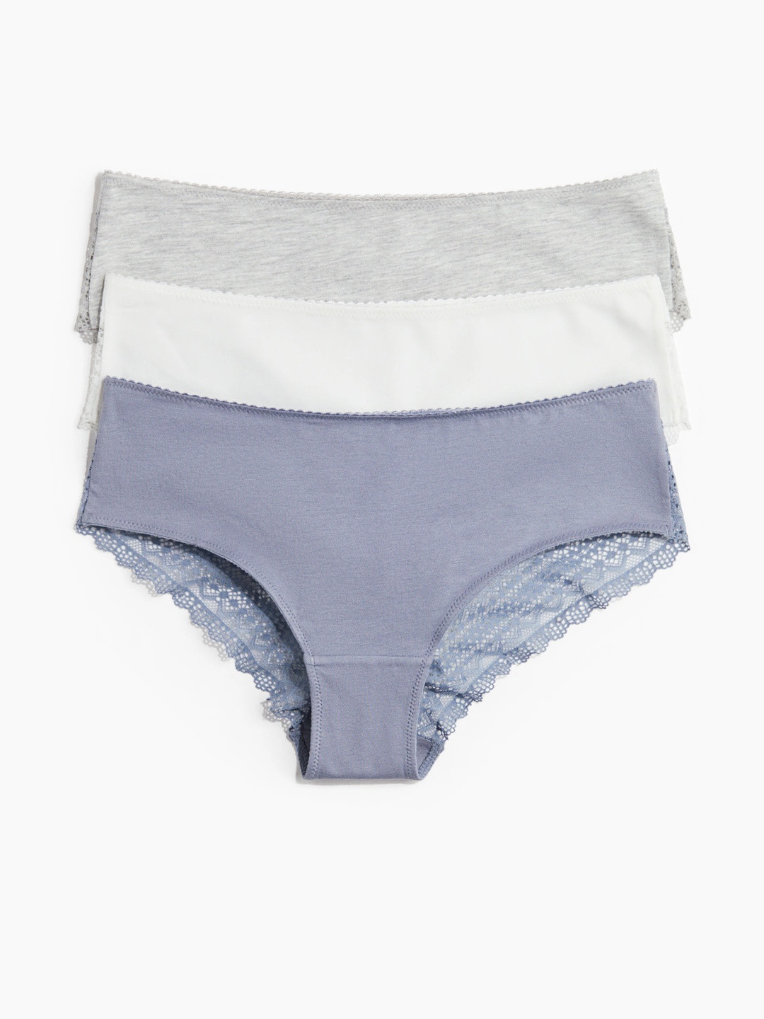 H&M 3-Pack Cotton And Lace Hipster Briefs