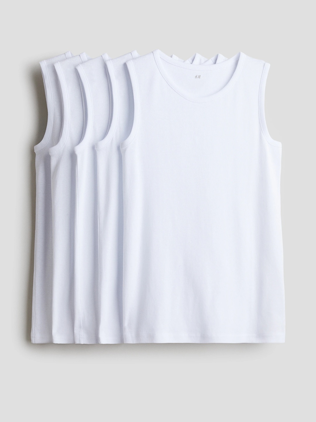 H&M Boys White 5-Pack Cotton Vest Tops