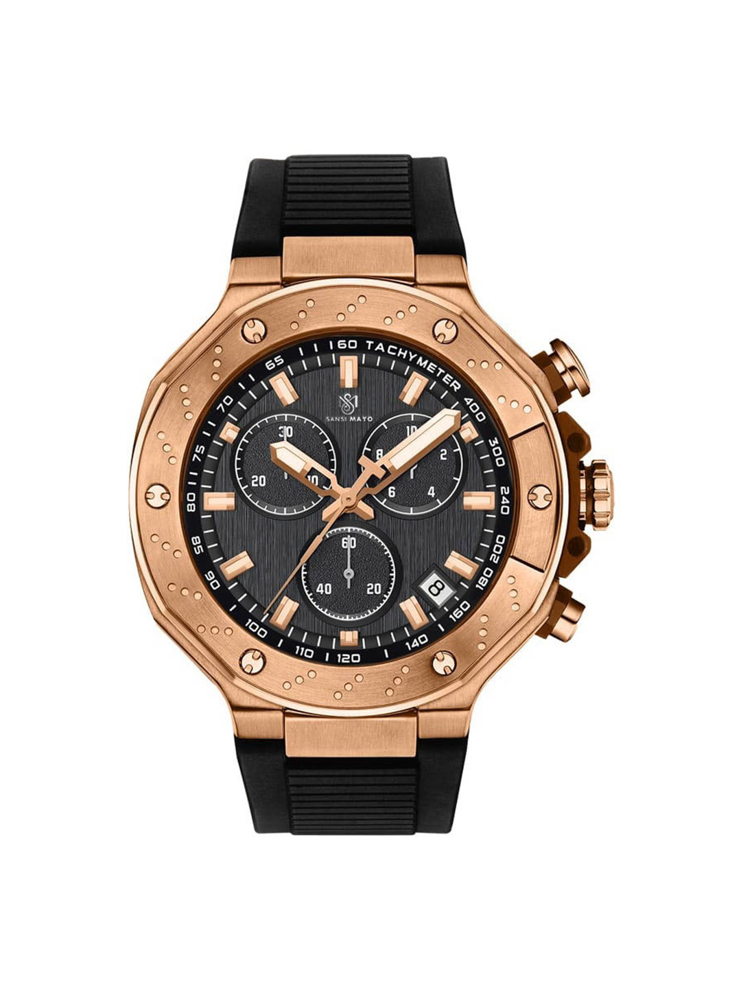 SANSIMAYO Men Romano Dial & Bracelet Style Straps Analogue Watch SM-M-228-B-RG-B