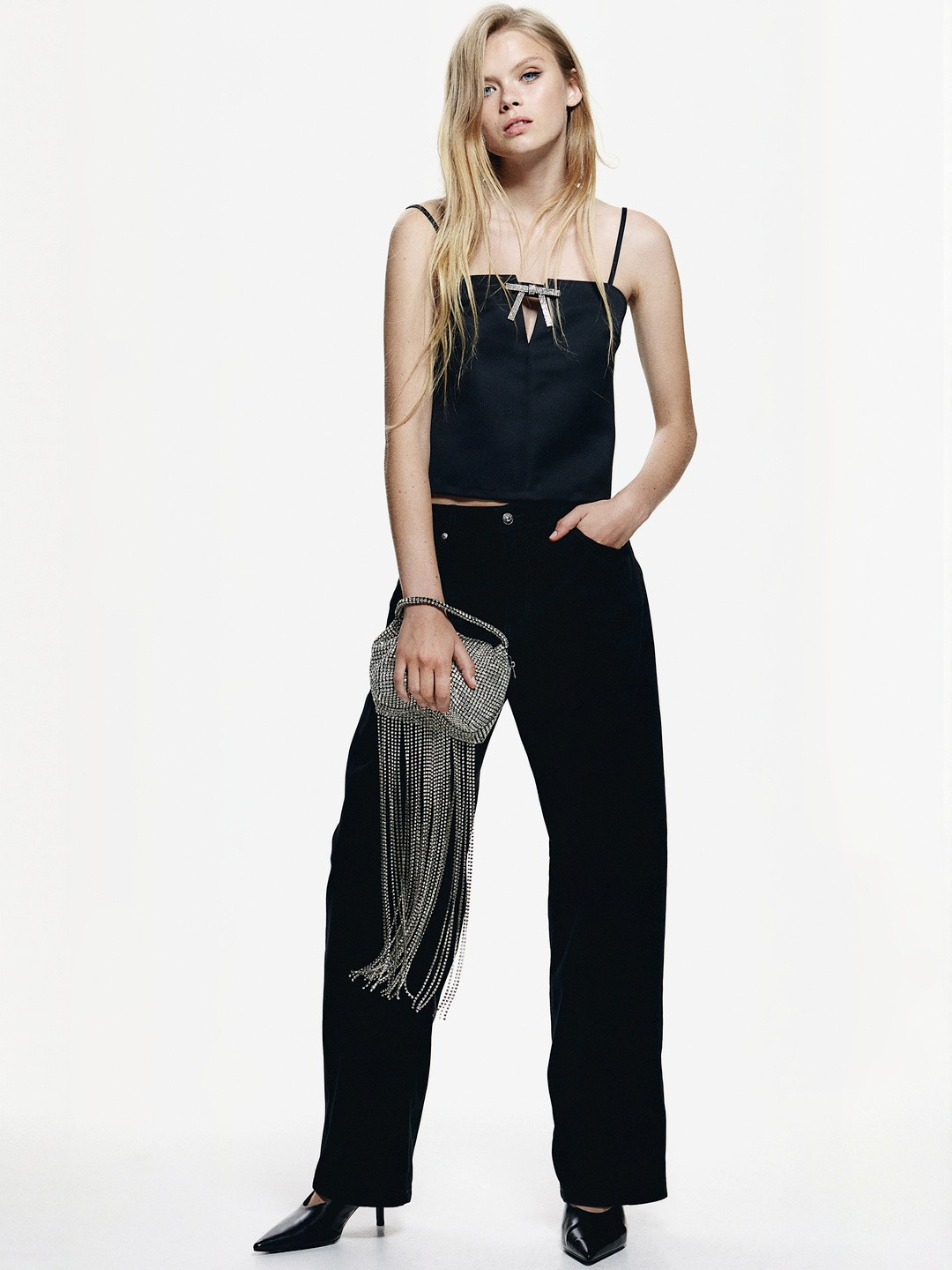 H&M Women Pure Cotton Barrel-Leg Twill Trouser