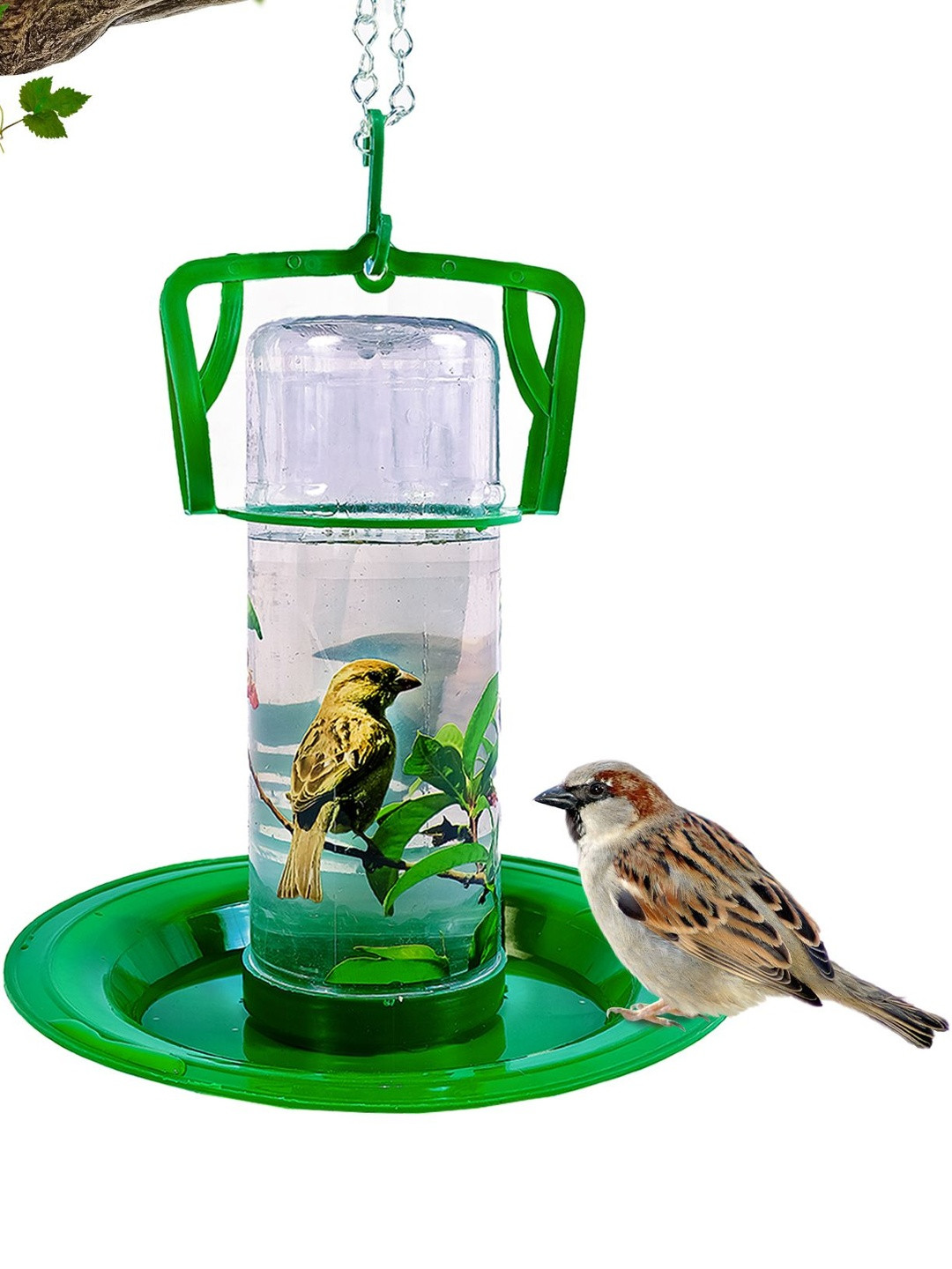 AMIJIVDAYA Green 900ml Water Feeder For Birds With Hanging Hook