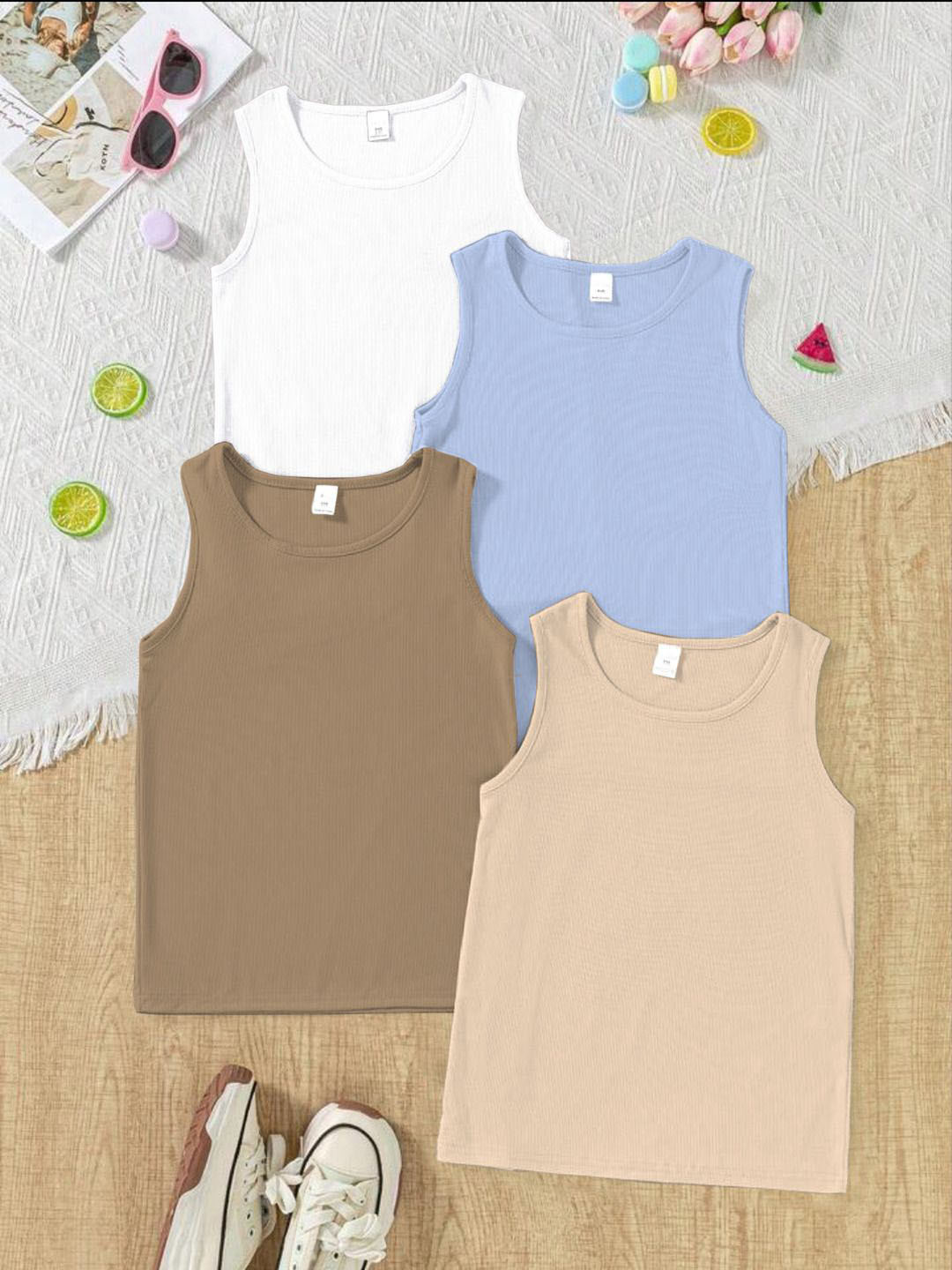 BAESD Girls Pack of 4 Ribbed Tank Tops