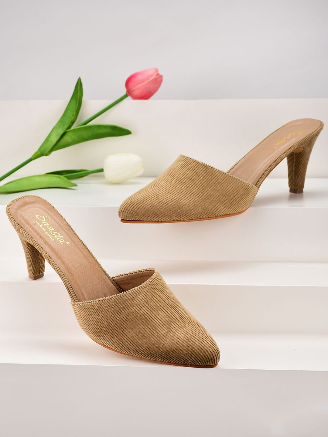 Snasta Striped Casual Open Back Slim Mules