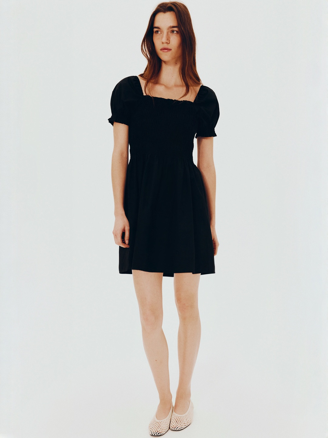 H&M Smocked Poplin Dress