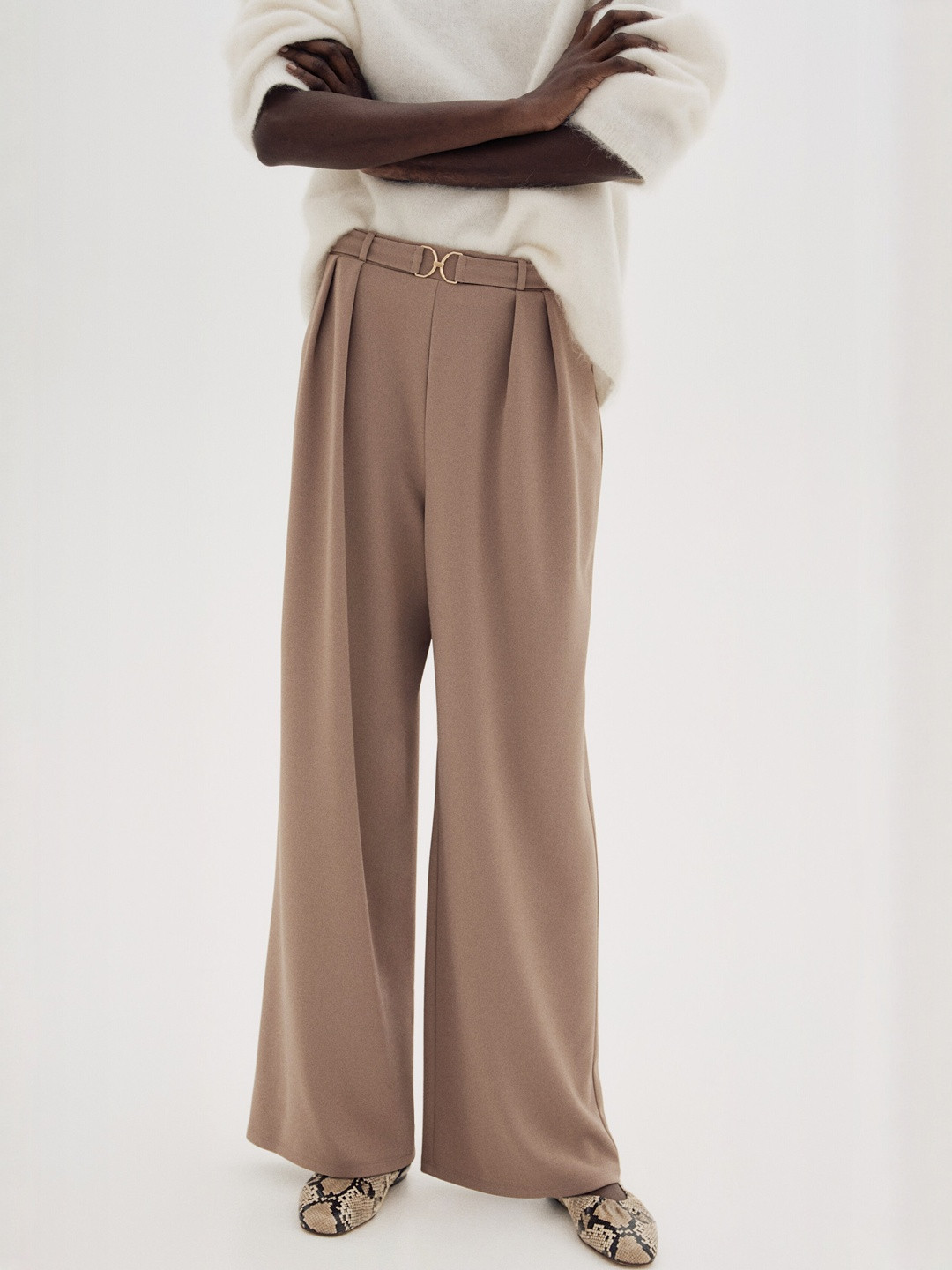 H&M Buckle-Detail Tailored Trousers
