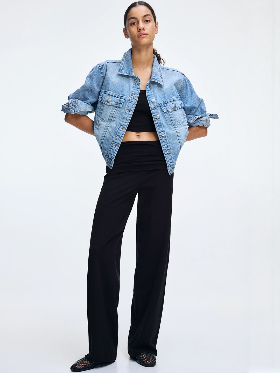 H&M Foldover-Waist Jersey Trousers