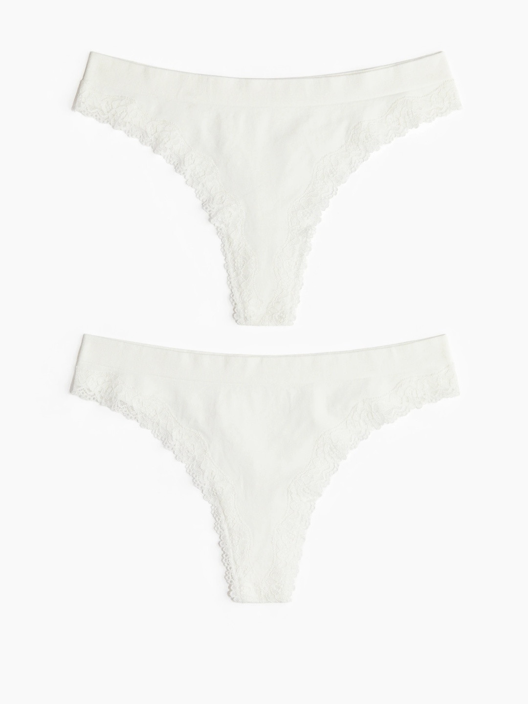 H&M Pack Of 2 Seamless Lace-Trimmed Thong Briefs