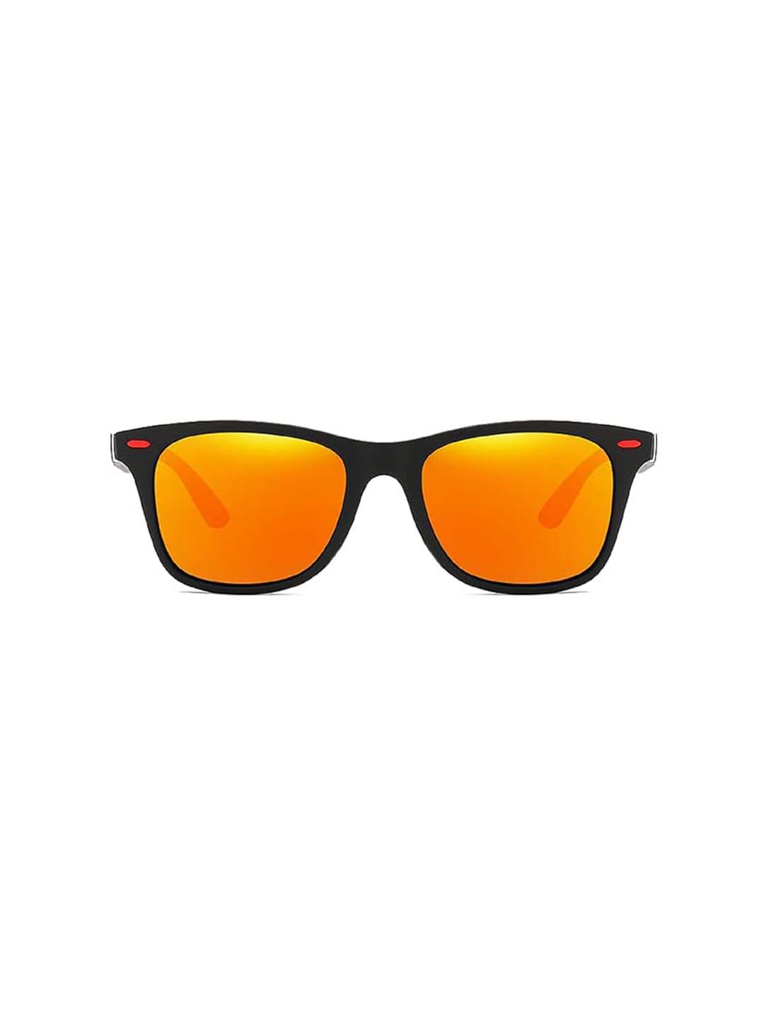 Arzonai Unisex Black And Orange Frame Plastic Full Rim UV Protected Lens Casual Sunglasses