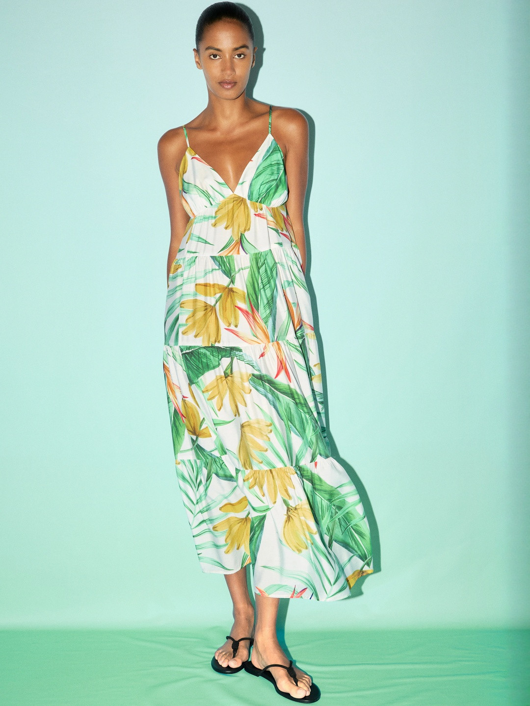 H&M Women Floral Printed A-Line Midi Dress
