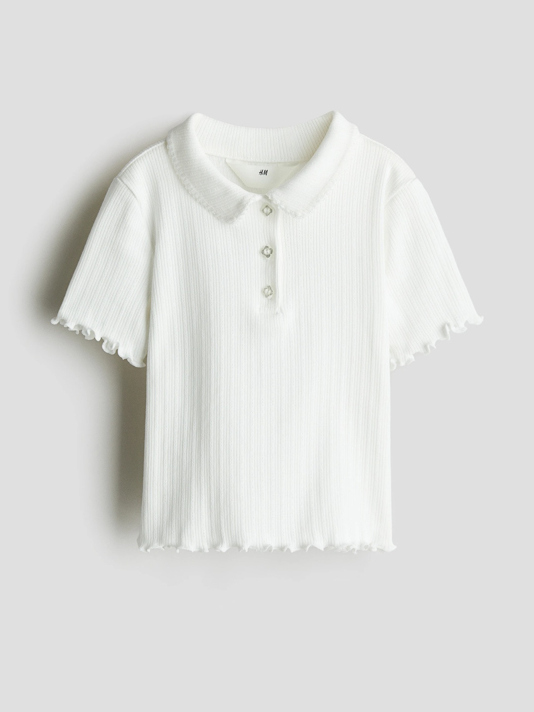 H&M Ribbed Pointelle Jersey Top