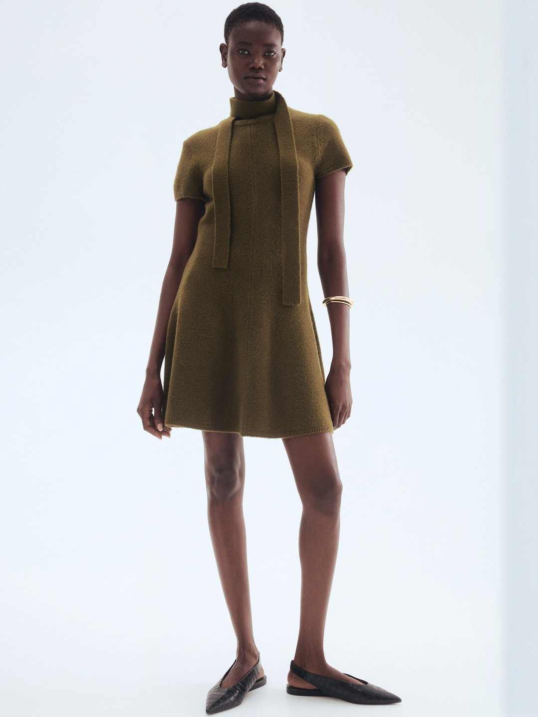 H&M Scarf-Detail Knitted Dress