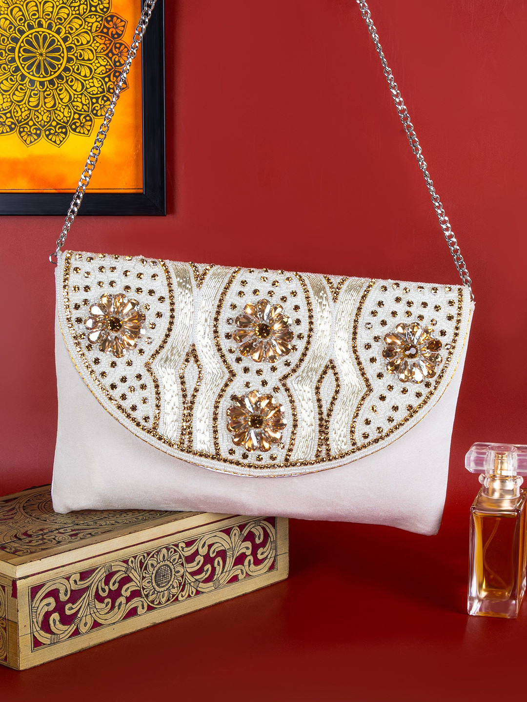 QANISHA Embroidered Envelope Clutch