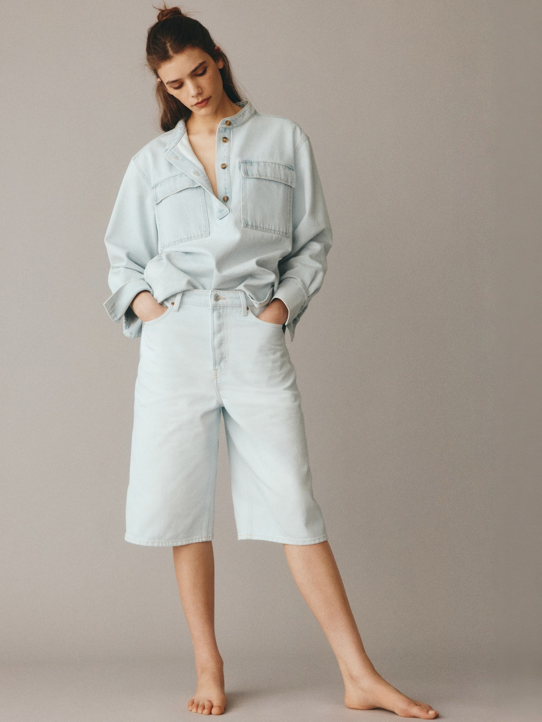 H&M High Knee Denim Shorts