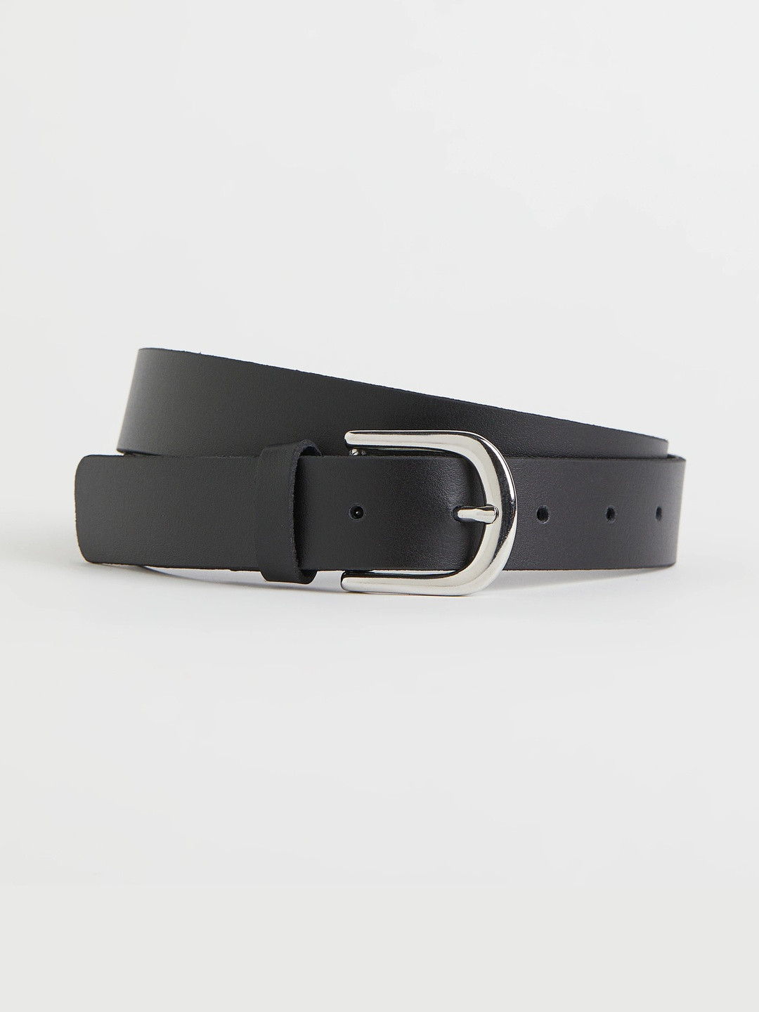 H&M Women Black Solid Leather Belt
